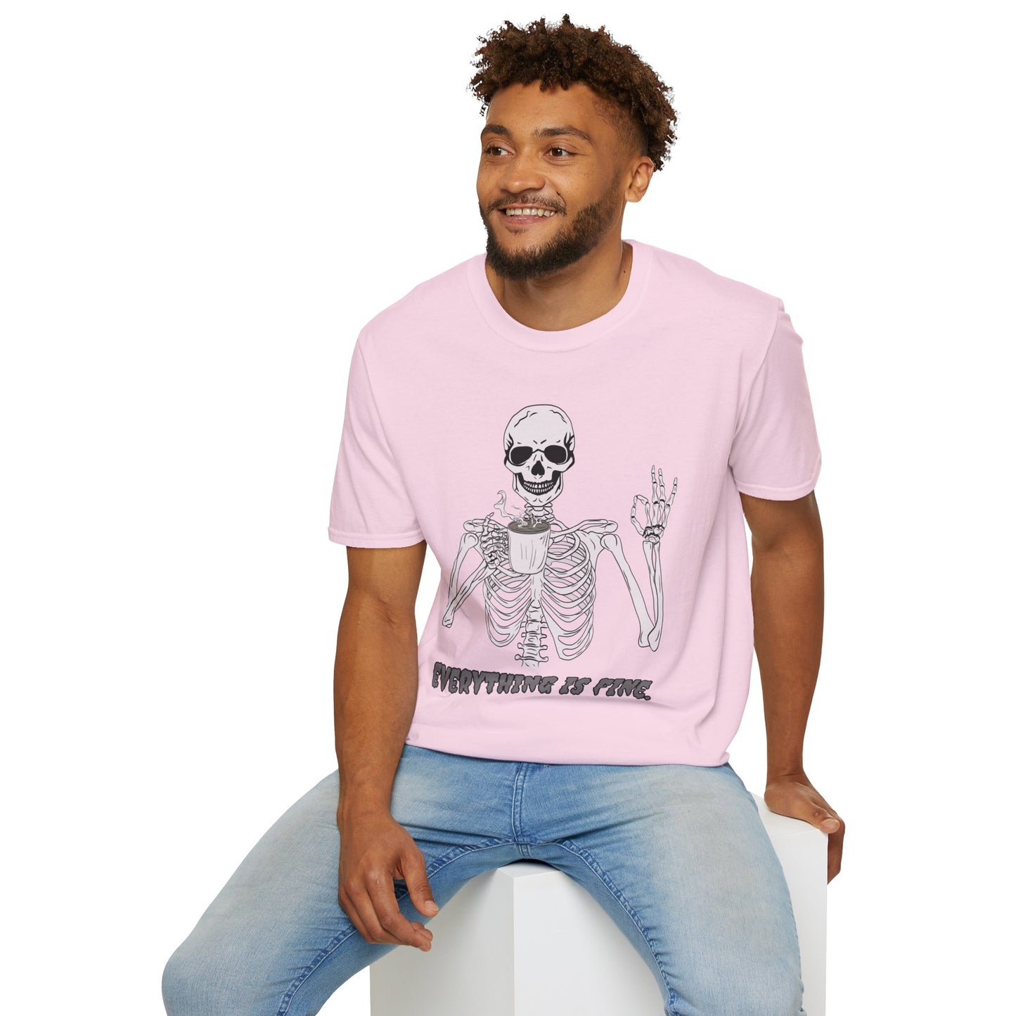 Everything is Fine Coffee Skeleton Softstyle T-Shirt