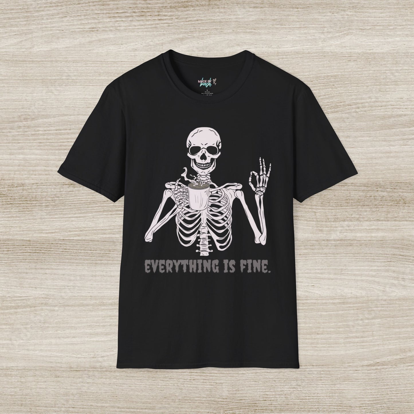 Everything is Fine Coffee Skeleton Softstyle T-Shirt