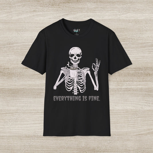 Everything is Fine Coffee Skeleton Softstyle T-Shirt