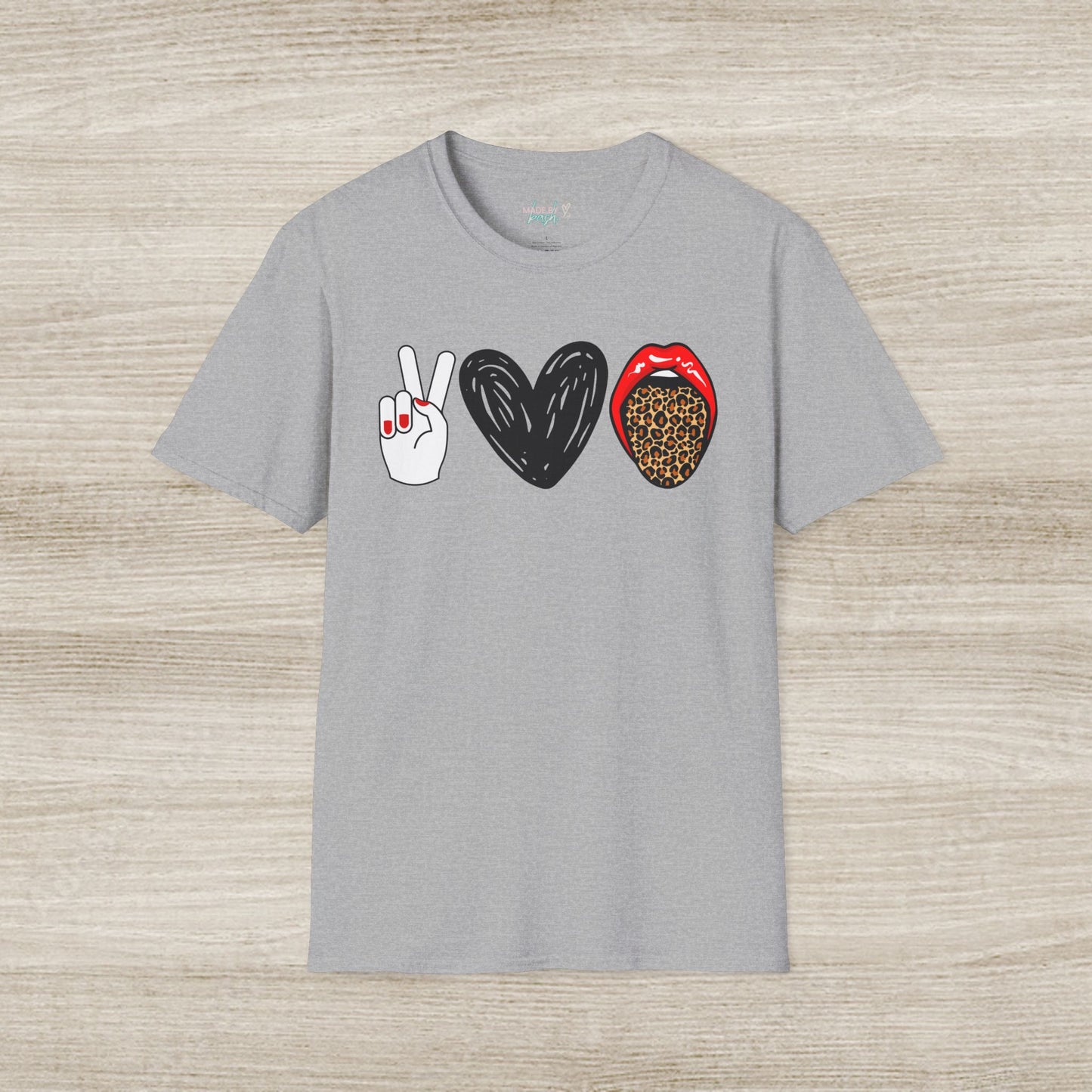 Peace, Love, and Leopard Unisex Softstyle T-Shirt