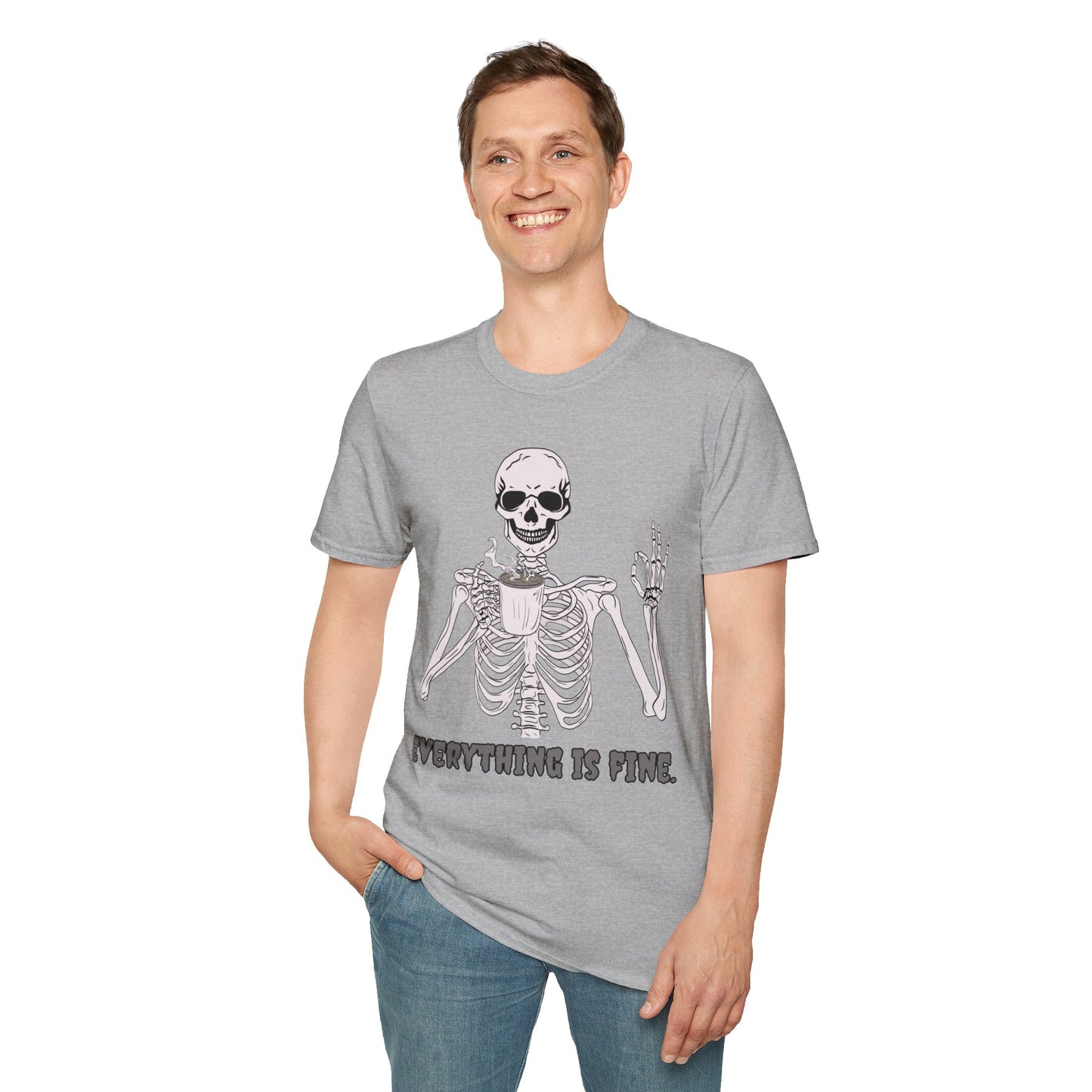 Everything is Fine Coffee Skeleton Softstyle T-Shirt
