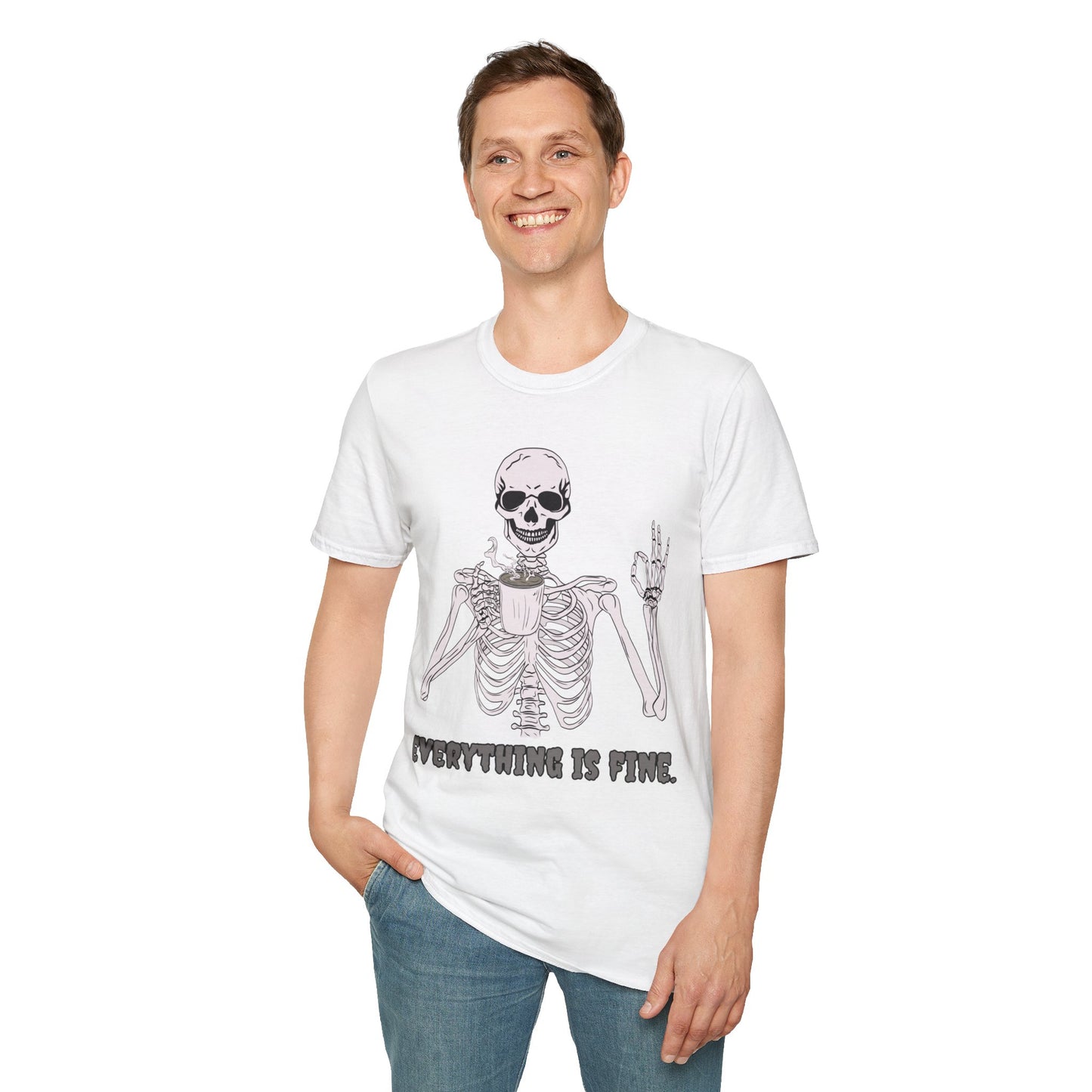Everything is Fine Coffee Skeleton Softstyle T-Shirt