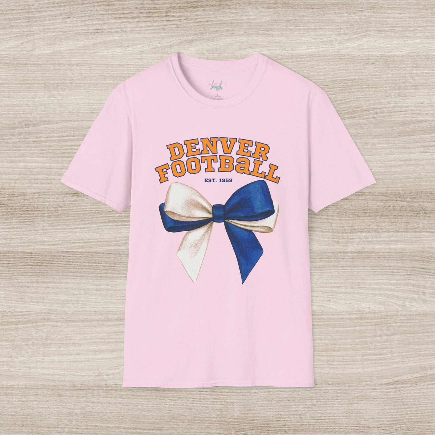 Denver Football Big Blue Bow Softstyle T-Shirt