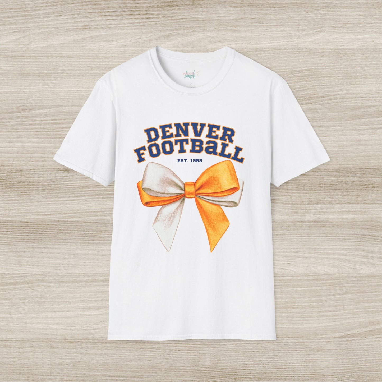 Denver Football Big Orange Bow Softstyle T-Shirt