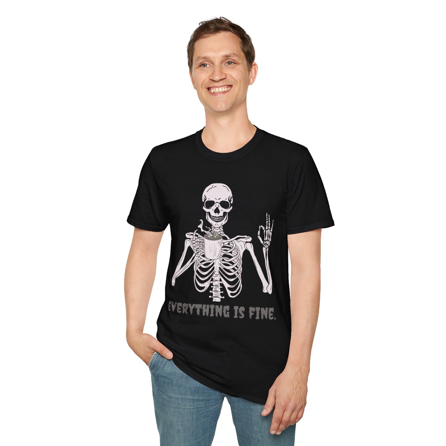 Everything is Fine Coffee Skeleton Softstyle T-Shirt