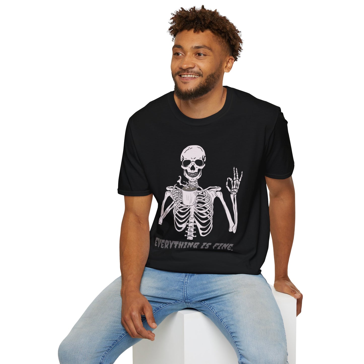 Everything is Fine Coffee Skeleton Softstyle T-Shirt