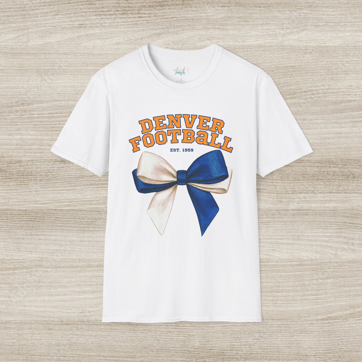 Denver Football Big Blue Bow Softstyle T-Shirt