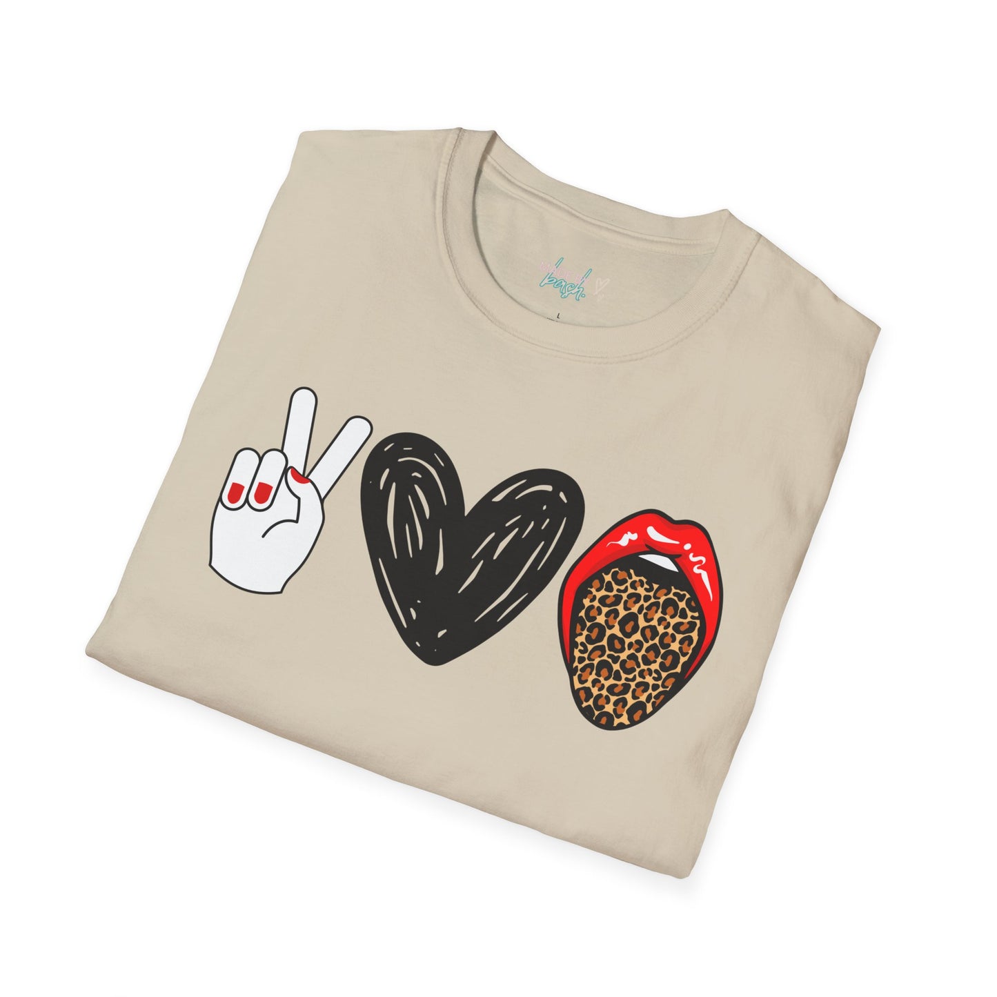 Peace, Love, and Leopard Unisex Softstyle T-Shirt