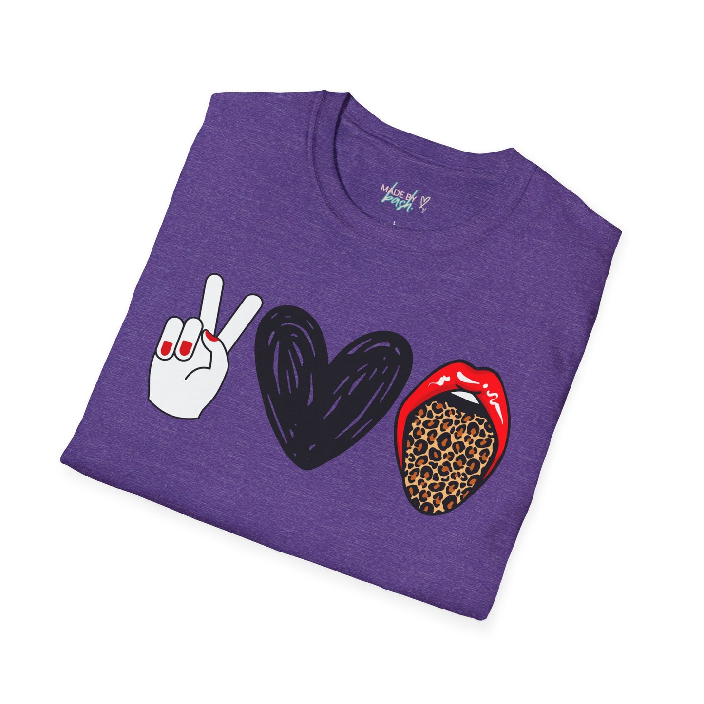 Peace, Love, and Leopard Unisex Softstyle T-Shirt