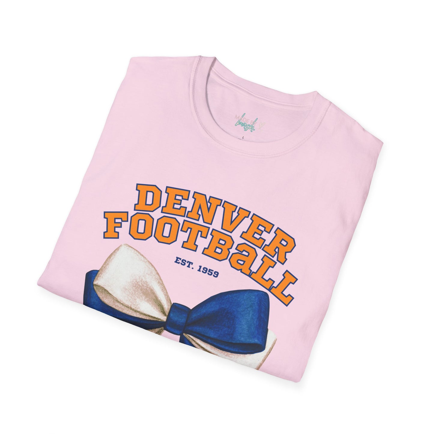 Denver Football Big Blue Bow Softstyle T-Shirt