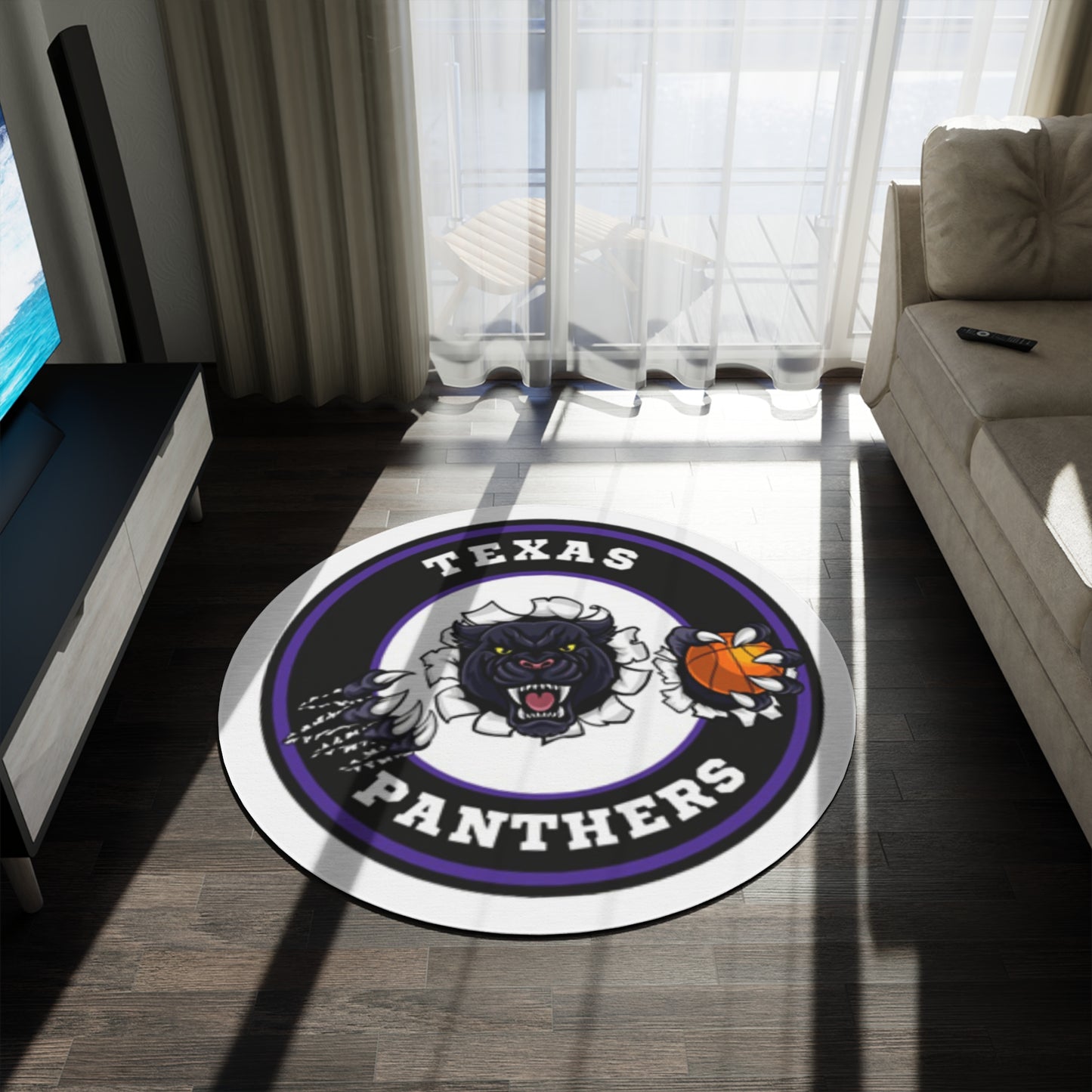 Texas Panthers Basketball Round Rug - Sports Decor for Fans