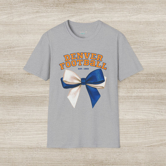 Denver Football Big Blue Bow Softstyle T-Shirt