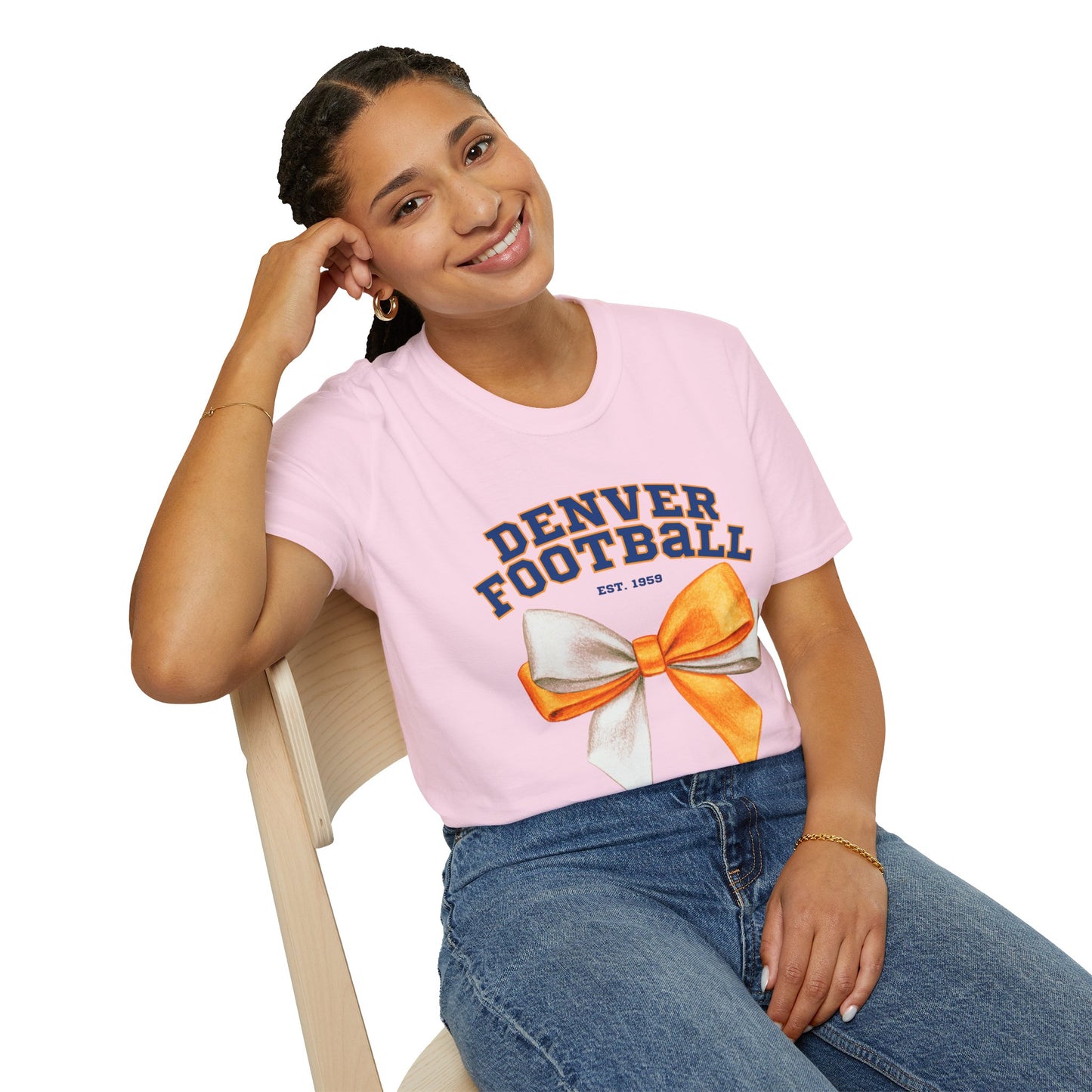 Denver Football Big Orange Bow Softstyle T-Shirt