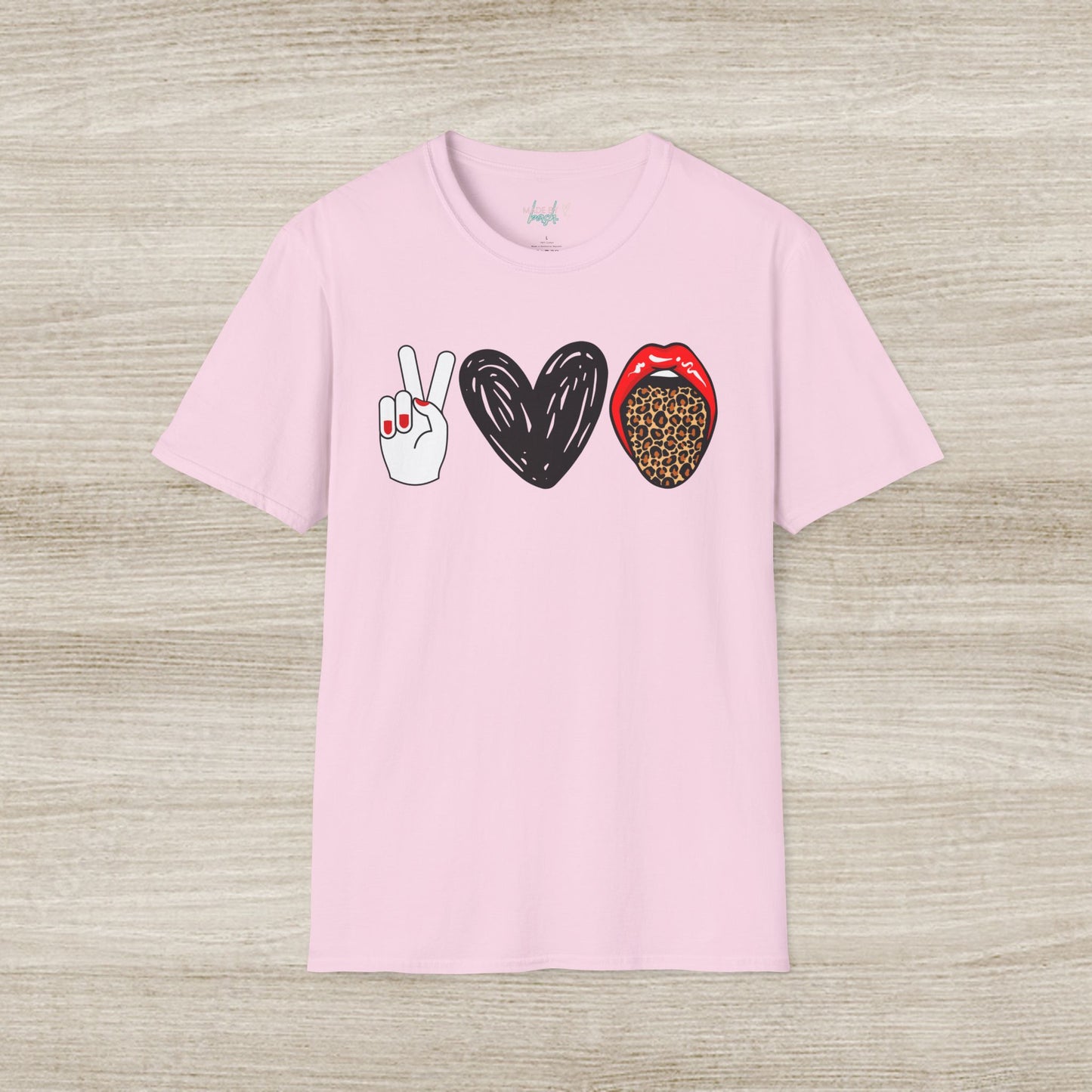 Peace, Love, and Leopard Unisex Softstyle T-Shirt
