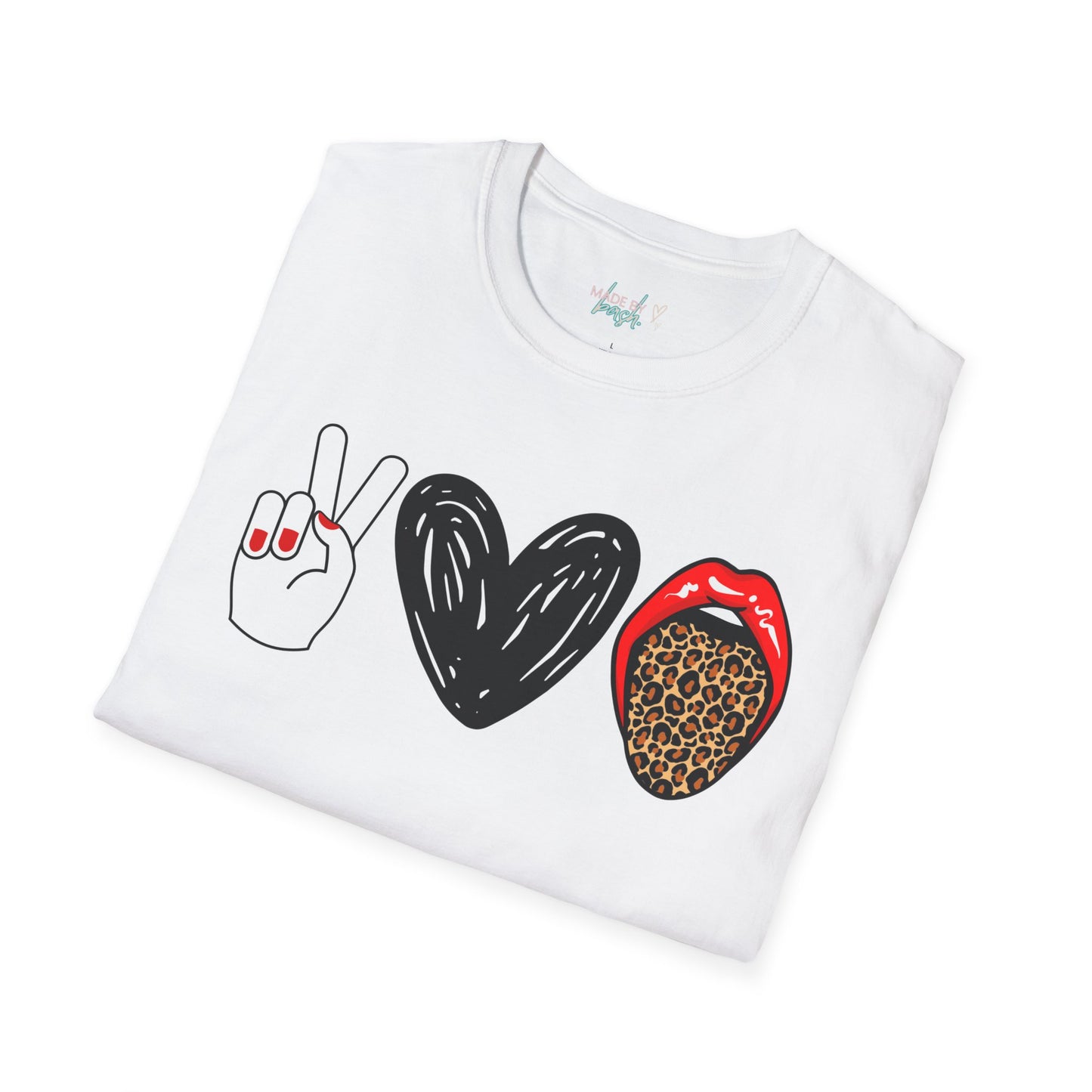 Peace, Love, and Leopard Unisex Softstyle T-Shirt