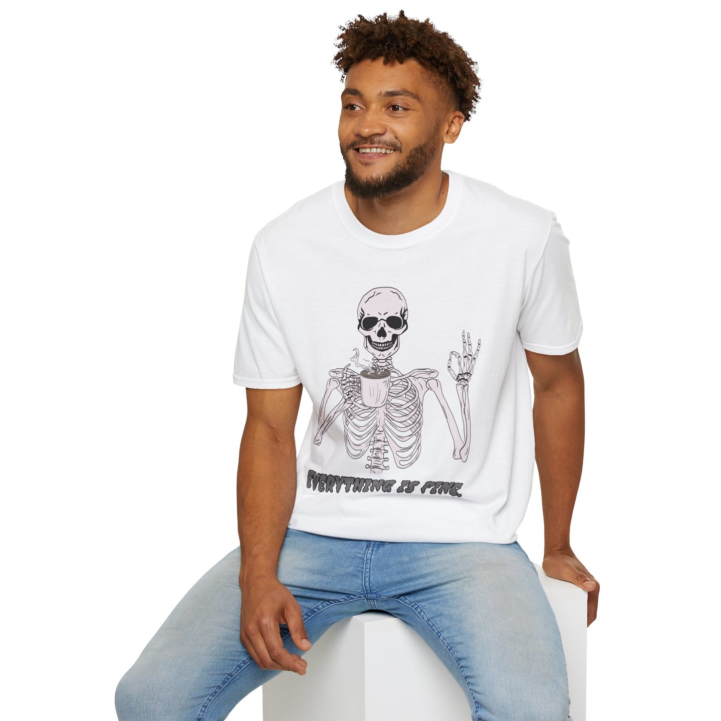 Everything is Fine Coffee Skeleton Softstyle T-Shirt