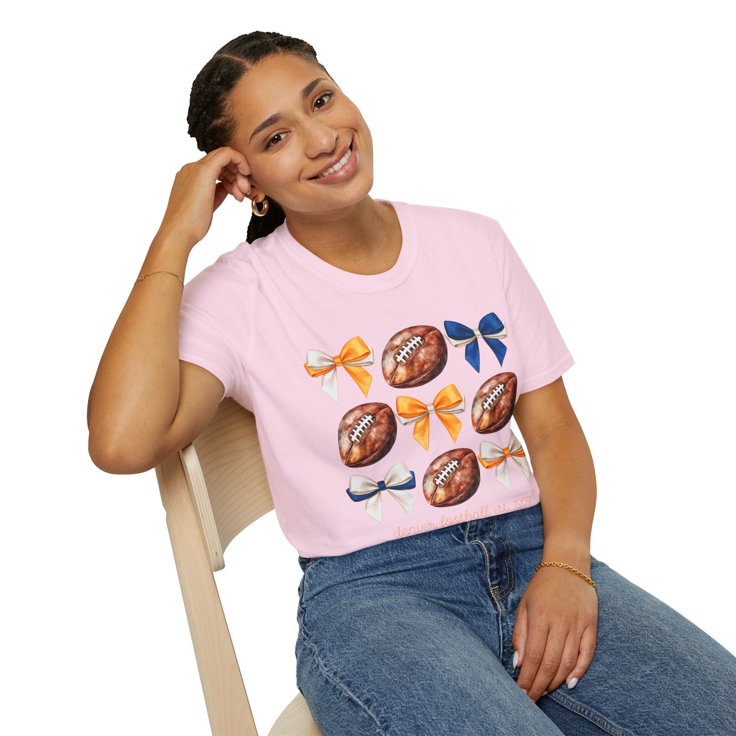 Denver Football Bows Softstyle T-Shirt