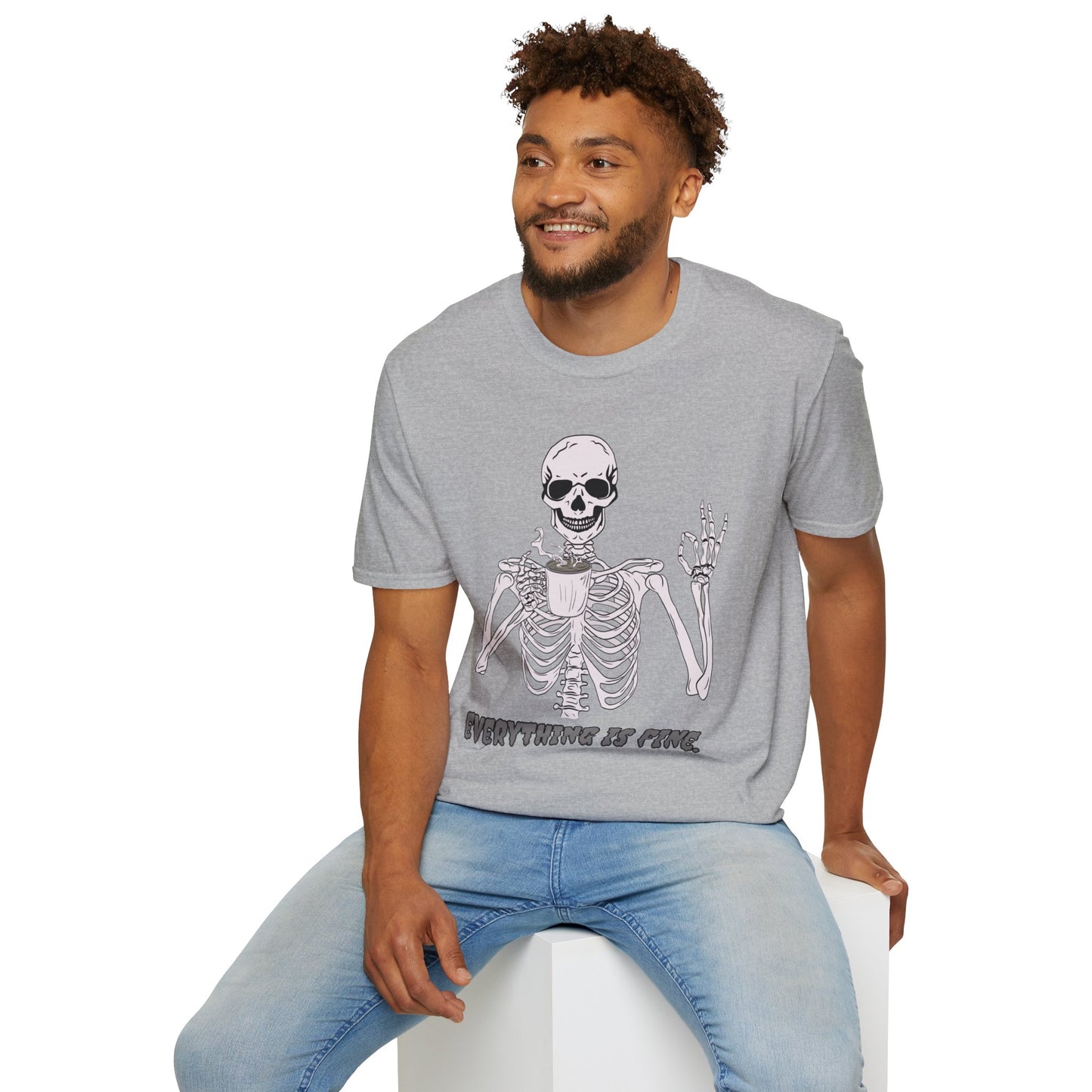 Everything is Fine Coffee Skeleton Softstyle T-Shirt