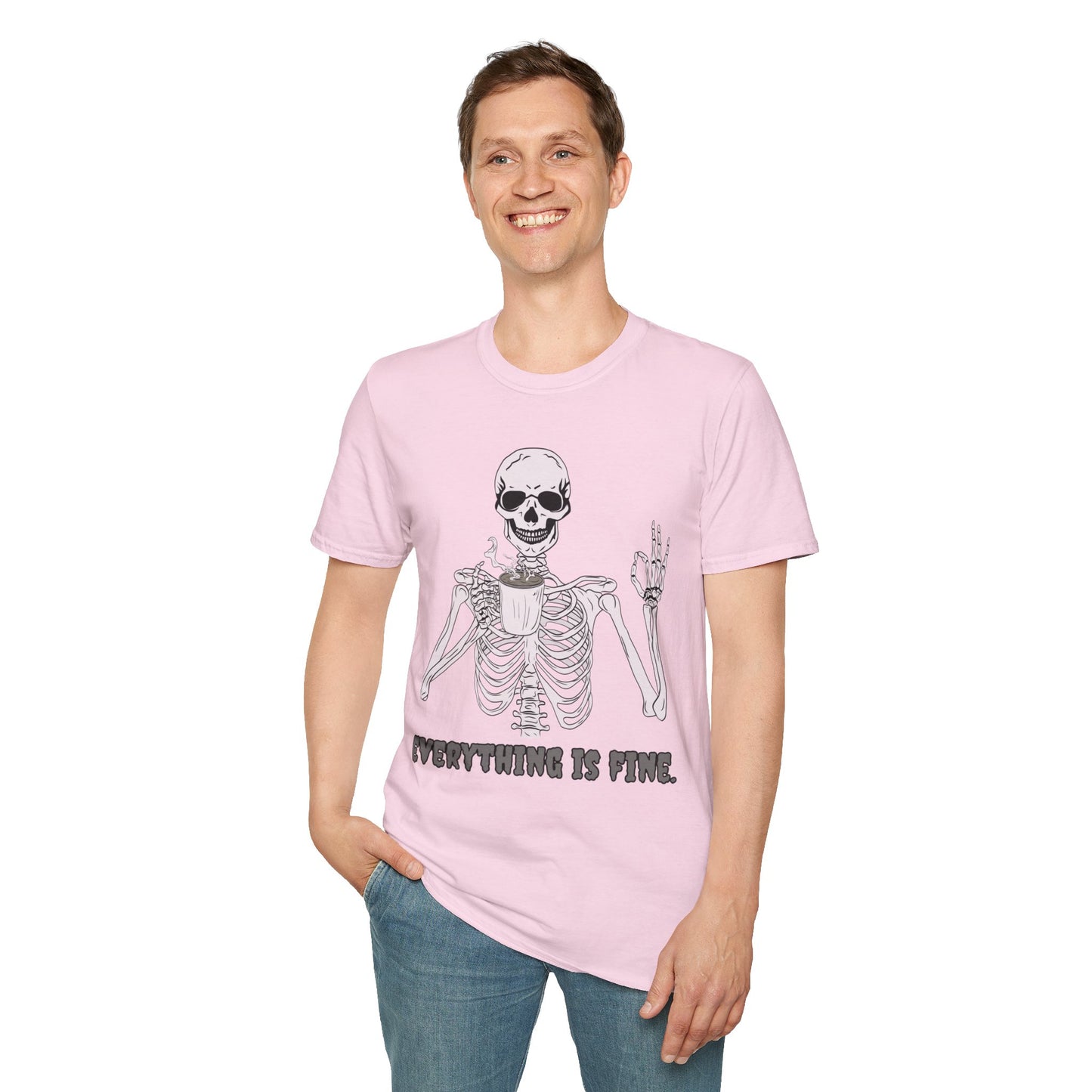 Everything is Fine Coffee Skeleton Softstyle T-Shirt