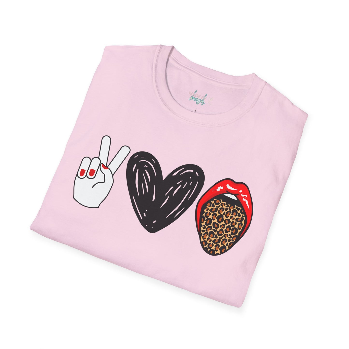Peace, Love, and Leopard Unisex Softstyle T-Shirt