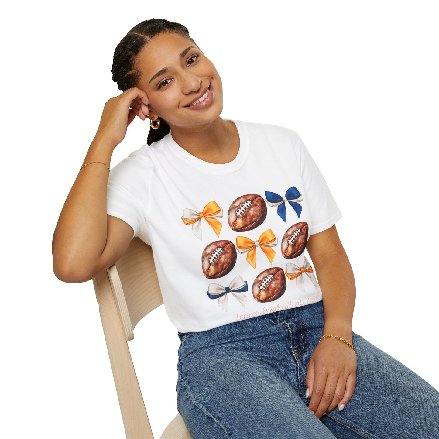 Denver Football Bows Softstyle T-Shirt