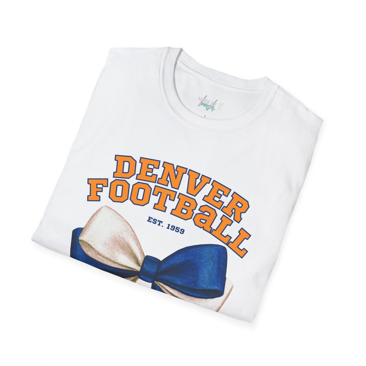 Denver Football Big Blue Bow Softstyle T-Shirt