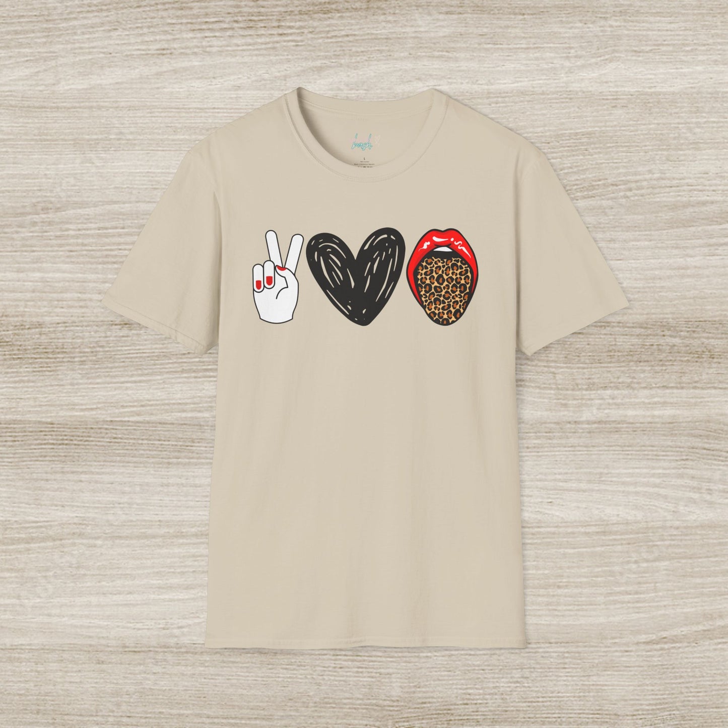 Peace, Love, and Leopard Unisex Softstyle T-Shirt