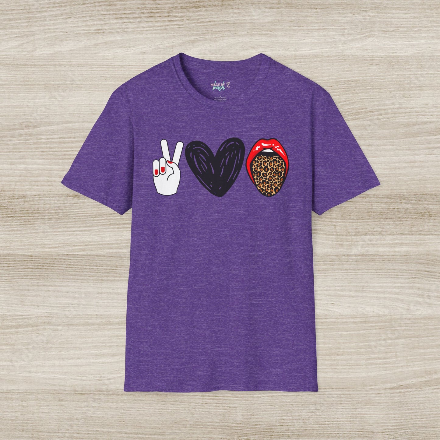 Peace, Love, and Leopard Unisex Softstyle T-Shirt